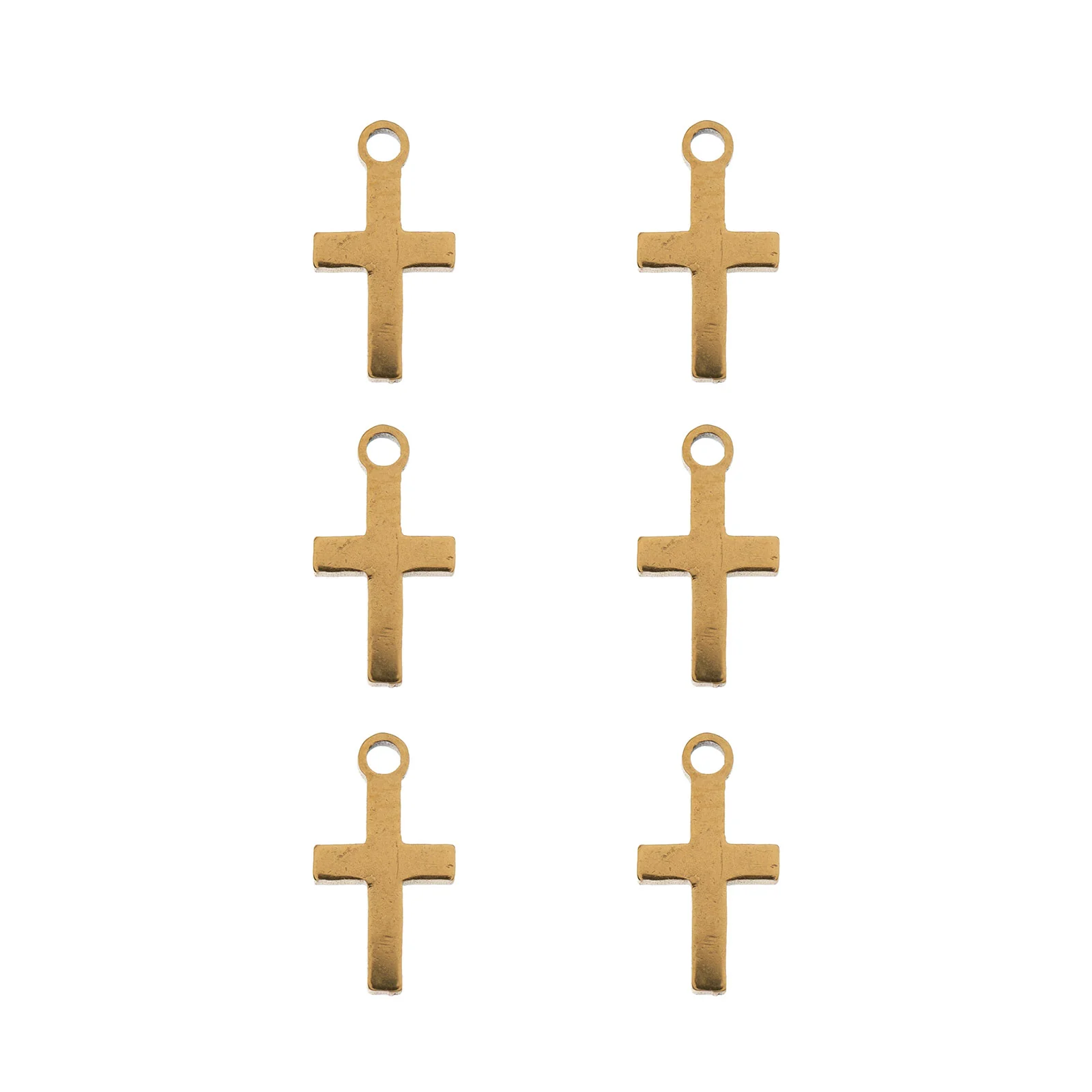 DZ0468-006: Steel Charm 5.3x10mm Cross GLD PLT 6PPK - Image 2
