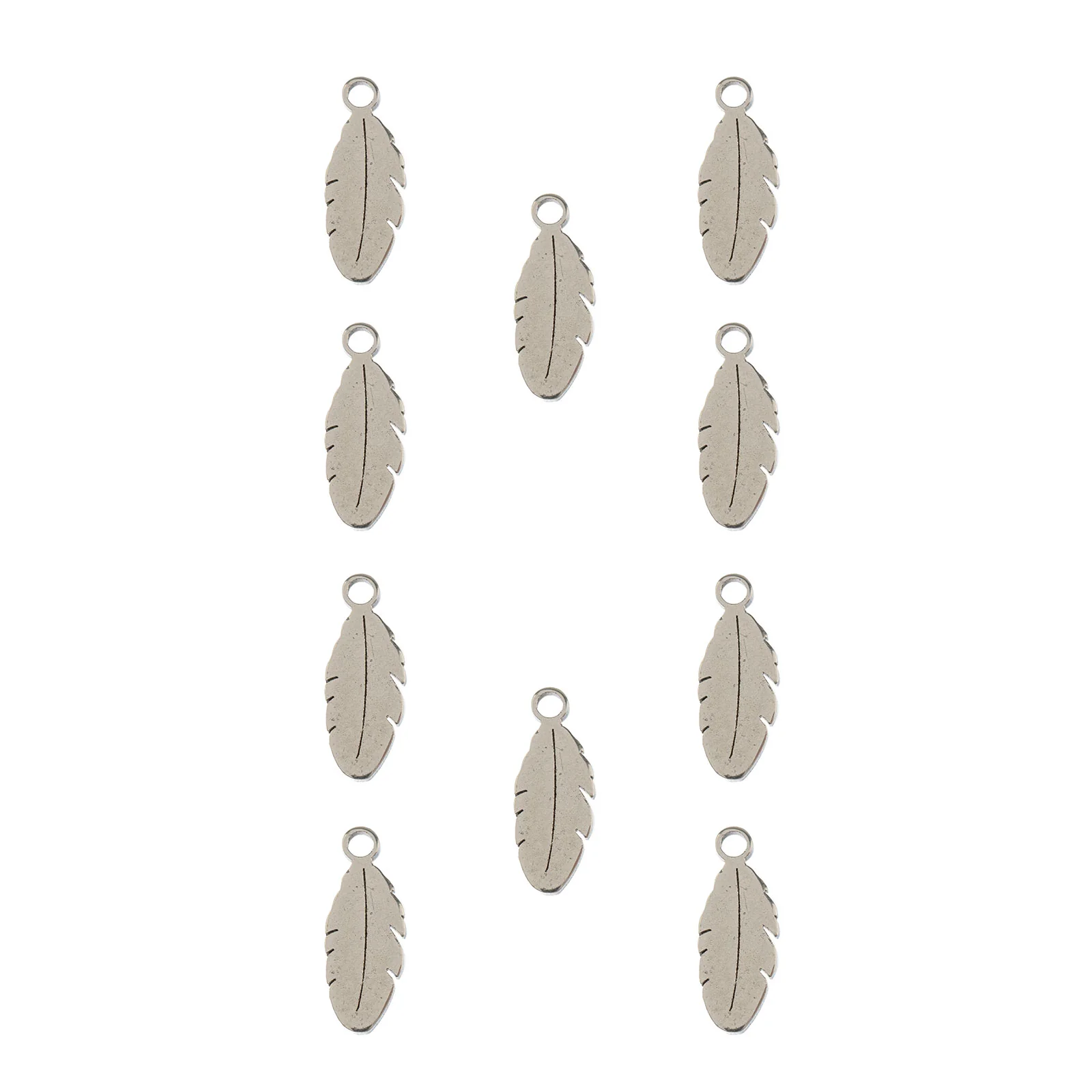 DZ0468-009: Steel Charm 4x10.7mm Feather SPL 10PPK - Image 2