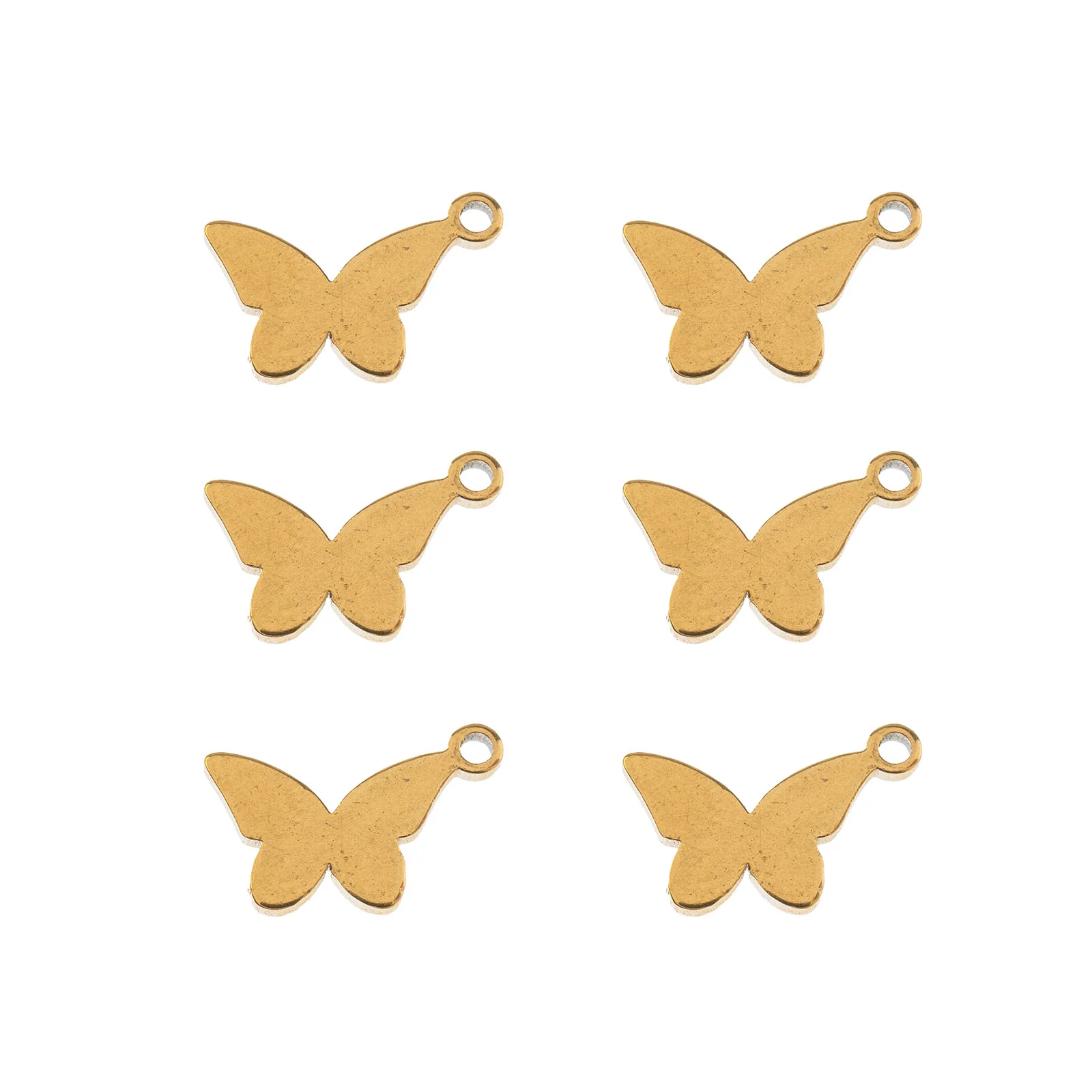 DZ0468-014: Steel Charm 7.9x9.9mm Butterfly GLD PLT 6PPK - Image 2