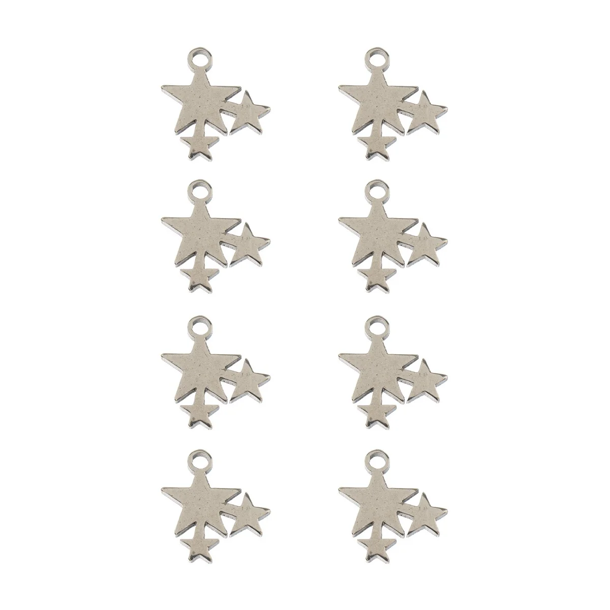 DZ0468-017: Zinc Charms 10.3x10.7mm Stars Silver - 10PPK - Image 2