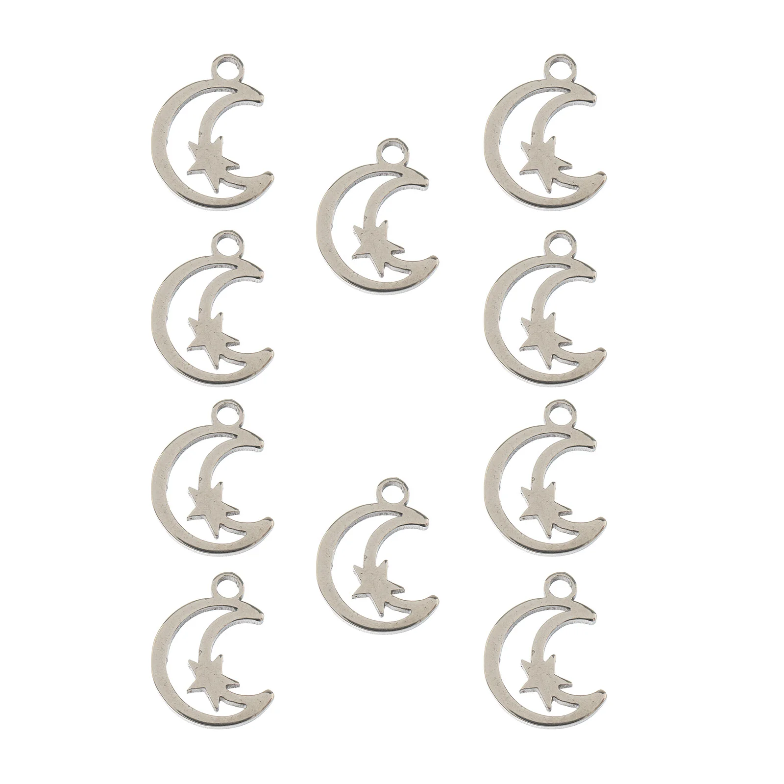 DZ0468-019: Steel Charm 11.7x9.2mm Moon w/Star SPL 10PPK - Image 2