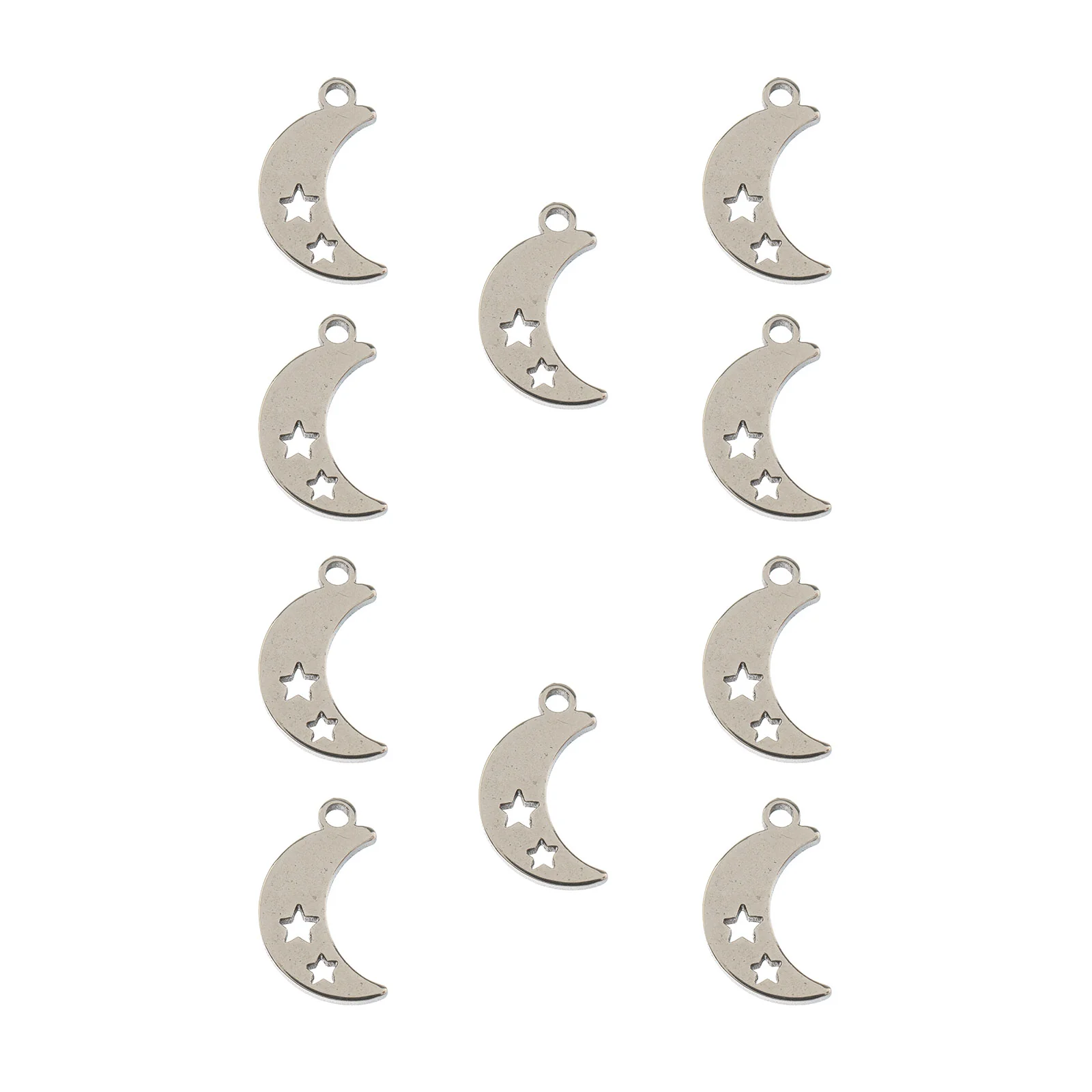 DZ0468-021: Steel Charm 11.7x7.5mm Moon w/Stars SPL 10PPK - Image 2