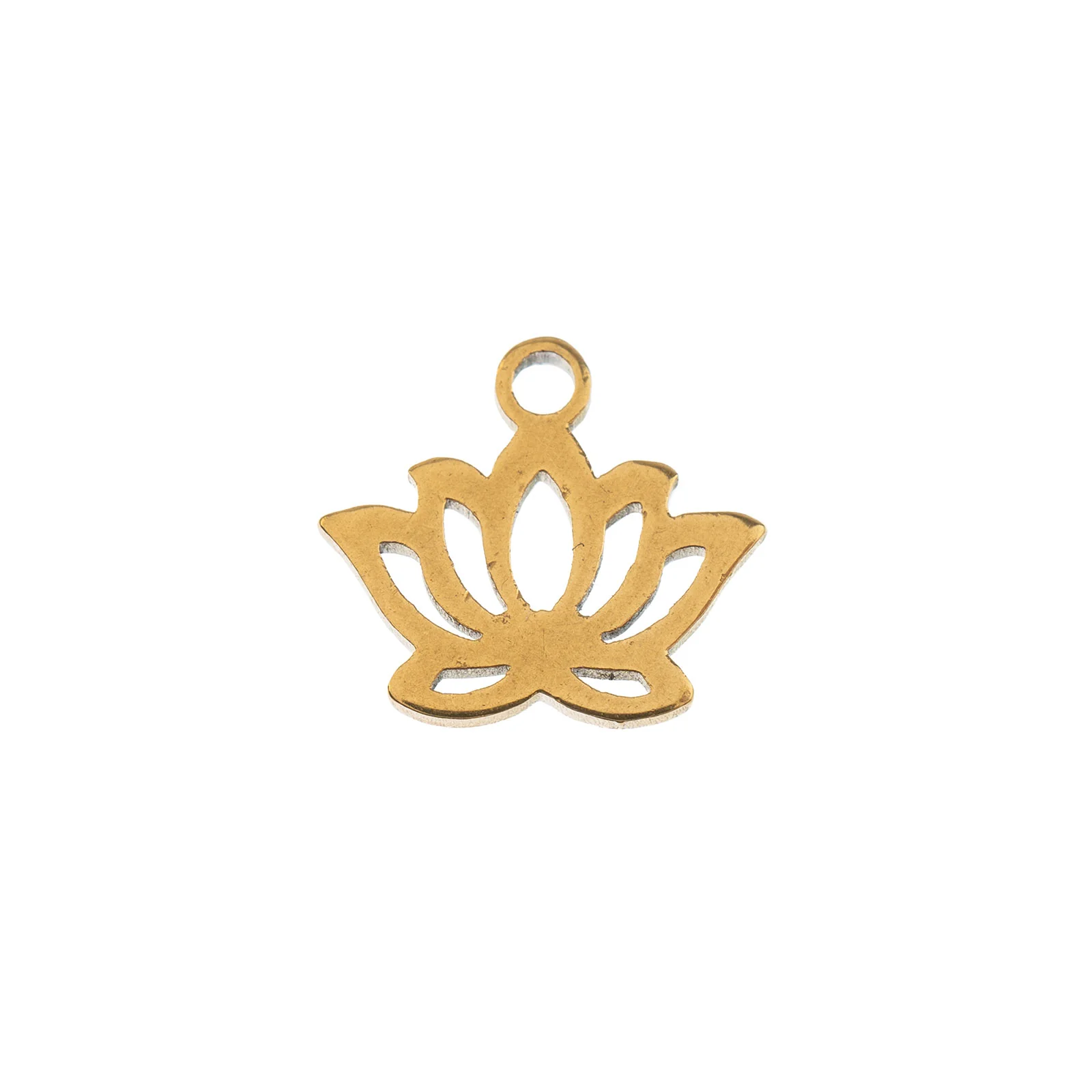 DZ0468-028: Steel Charm 10x9mm Water Lily GLD PLT 6PPK - Image 2