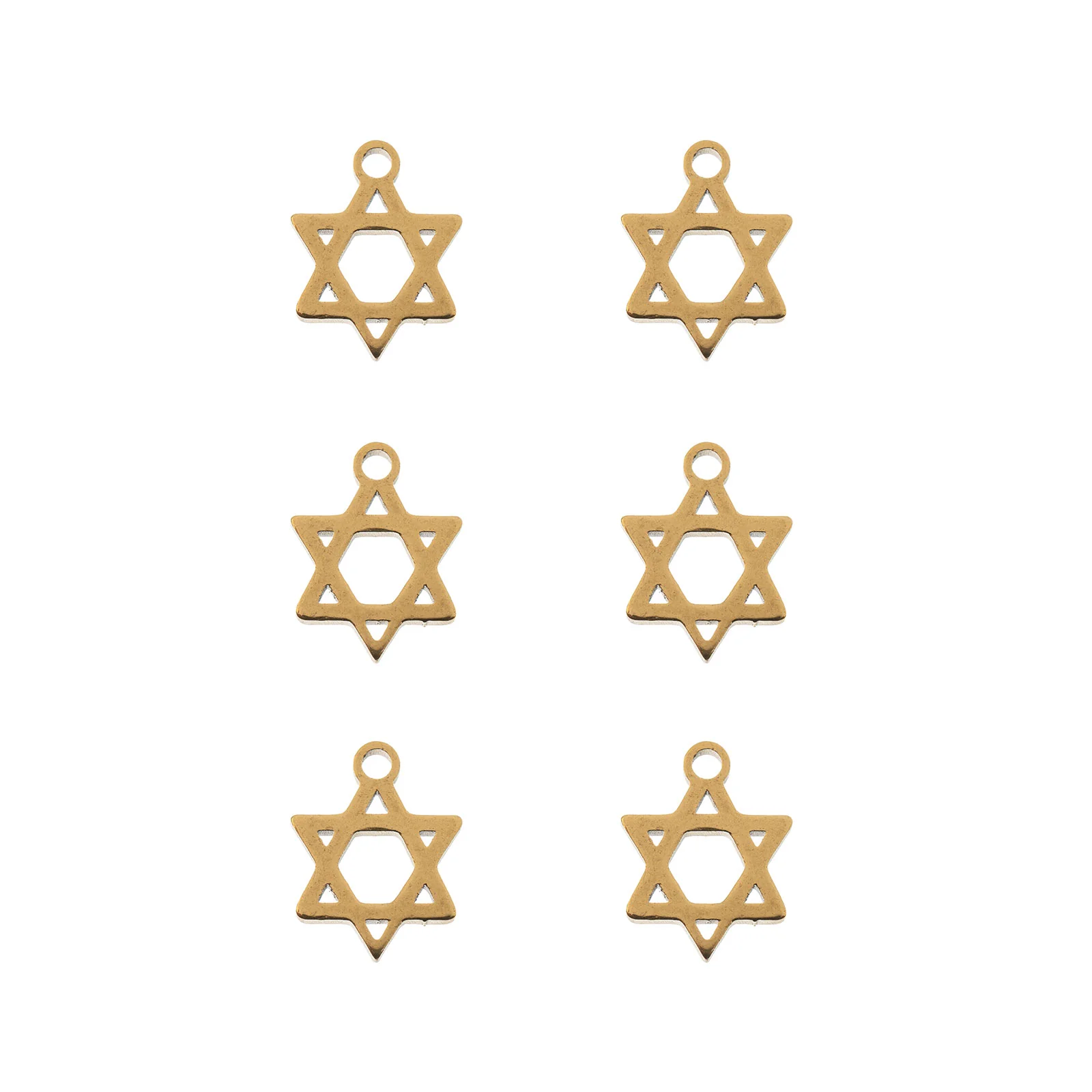 DZ0468-032: Steel Charm 8.7x11.2mm Star of David GLD PLT 6Pc - Image 2