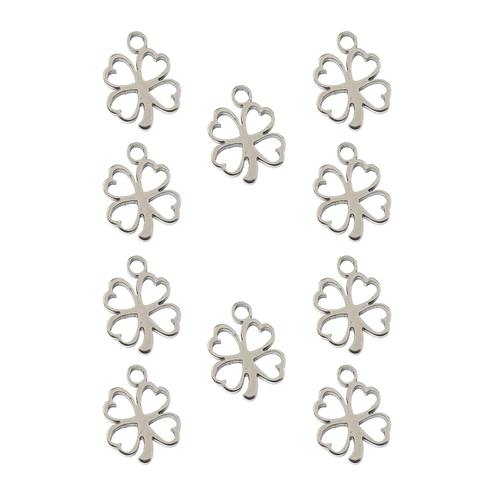 DZ0468-033: Steel Charm 8.5x10.8mm Clover SPL 10PPK - Image 2