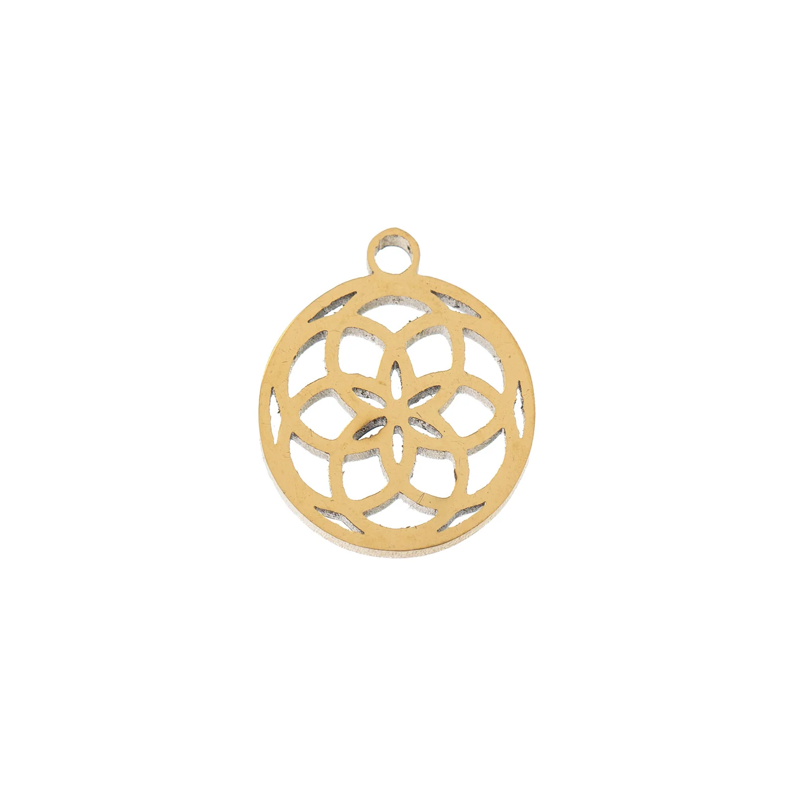 DZ0468-036: Steel Charm 9.1x10.5mm Dreamcatcher GLD PLT 6PPK - Image 2