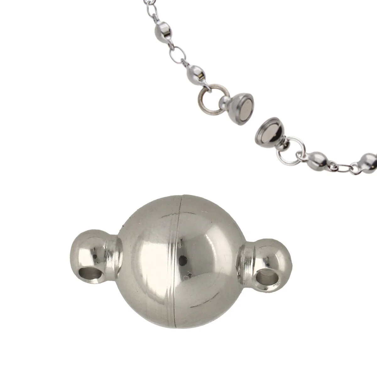 FI147-MC012: STAINLESS MAGNETIC BALL CLASP W/LOOP 8MM - 1 Set - Image 2