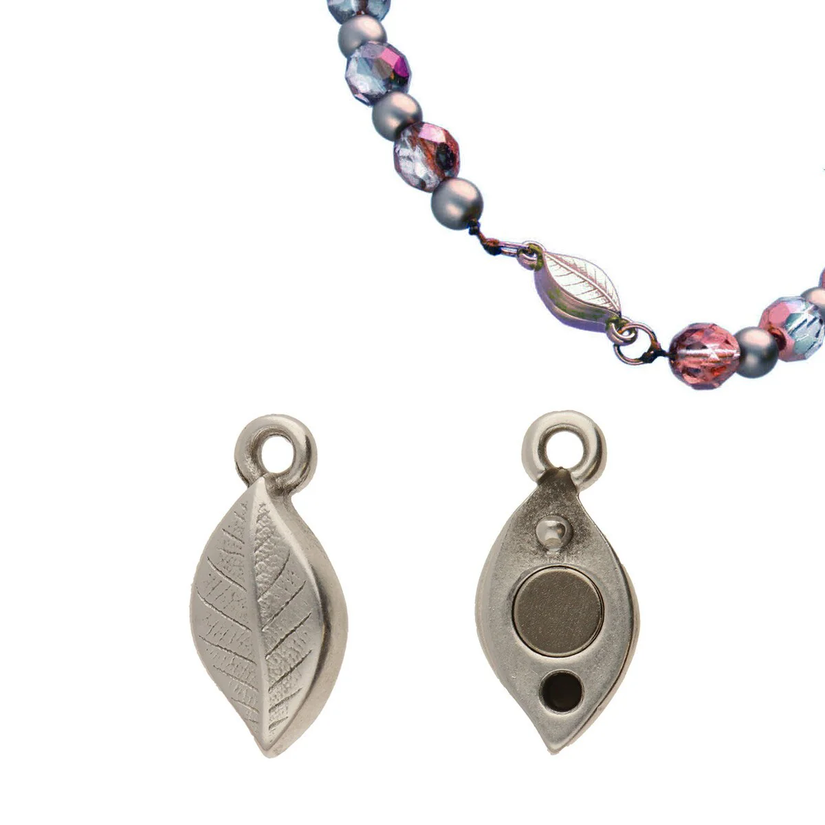 FI147-MCL717SP: MAGNETIC CLASP LEAF 7.4X17.6MM SILVER PLATE - 1 Set - Image 2