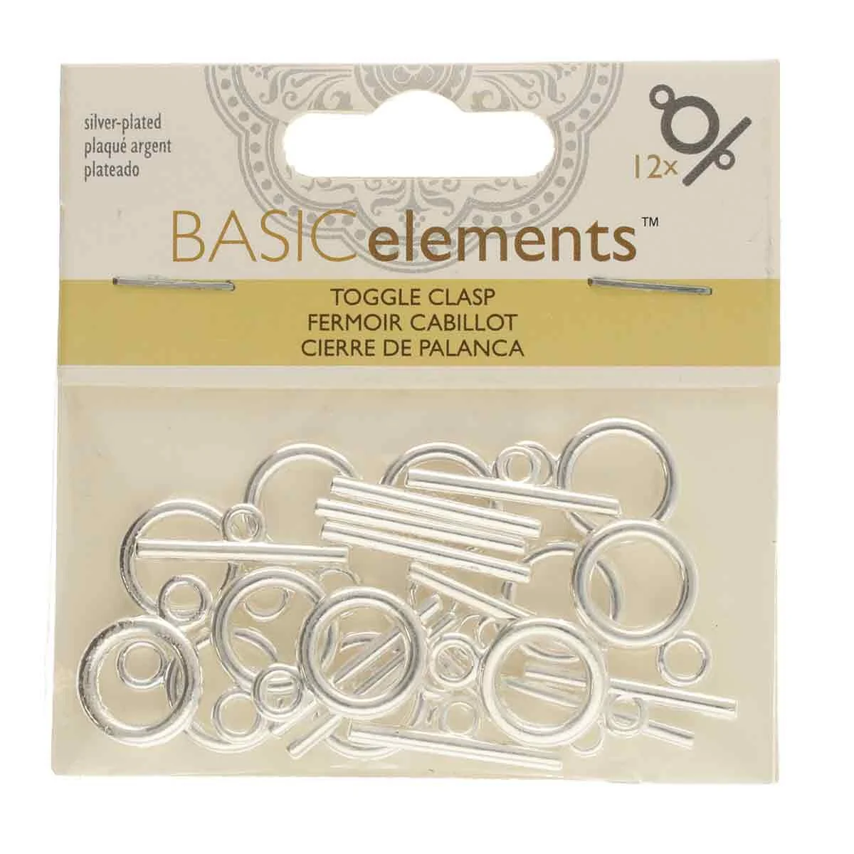 FI157-TG61SP: Toggle Clasp Silver Plt 14mm Hoop/22mm Bar - 12 Sets - Image 2