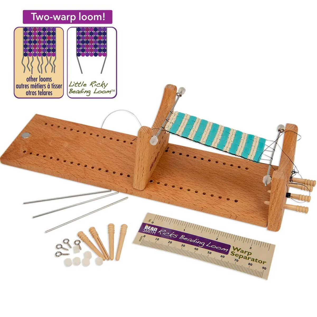 FI419-RV2: Little Ricky Beading Loom 2 Warp 2x2-8.5" - Image 2