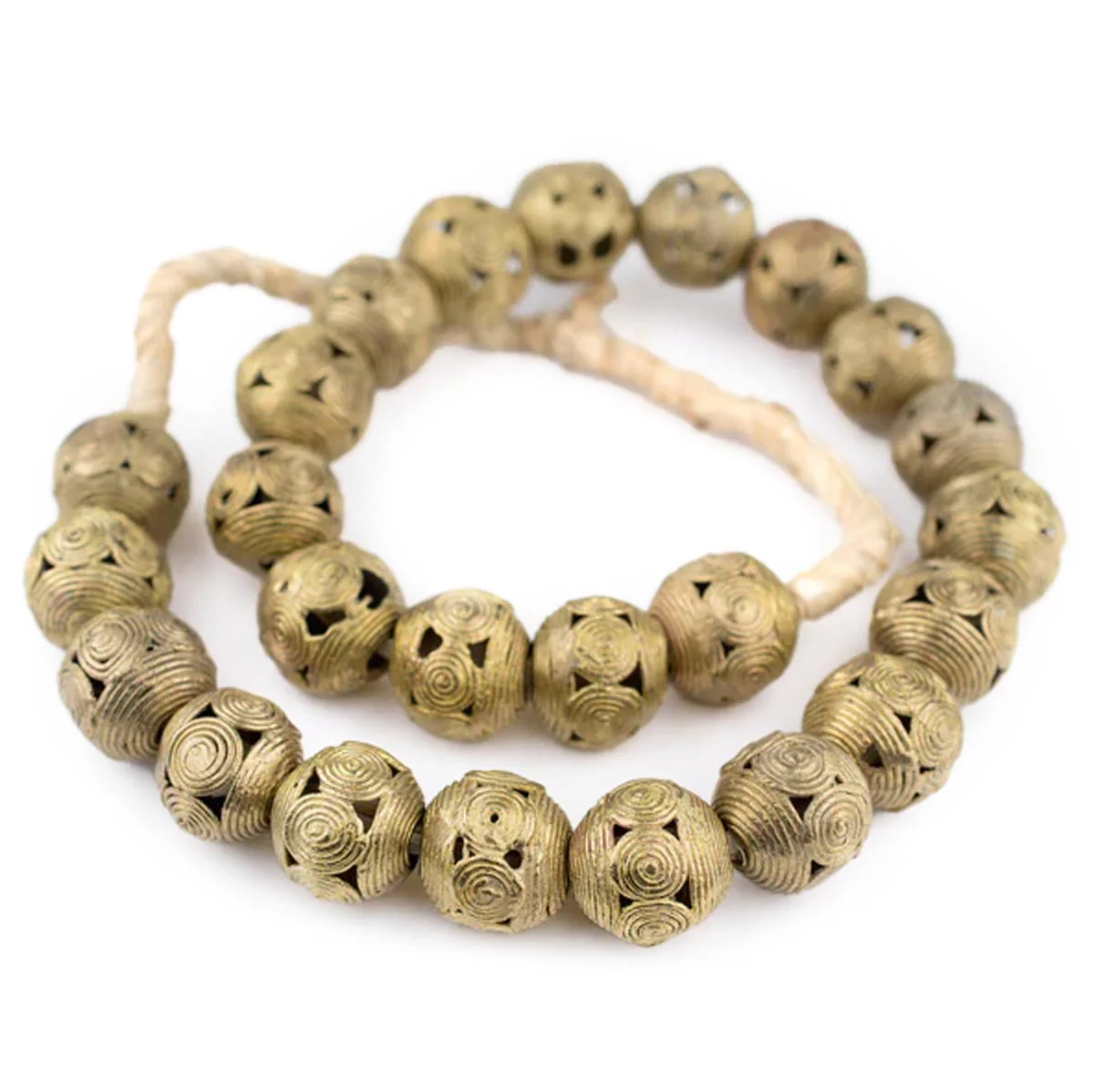 GA0168-BRS: Cameroon-Style Brass Filigree Globe Beads