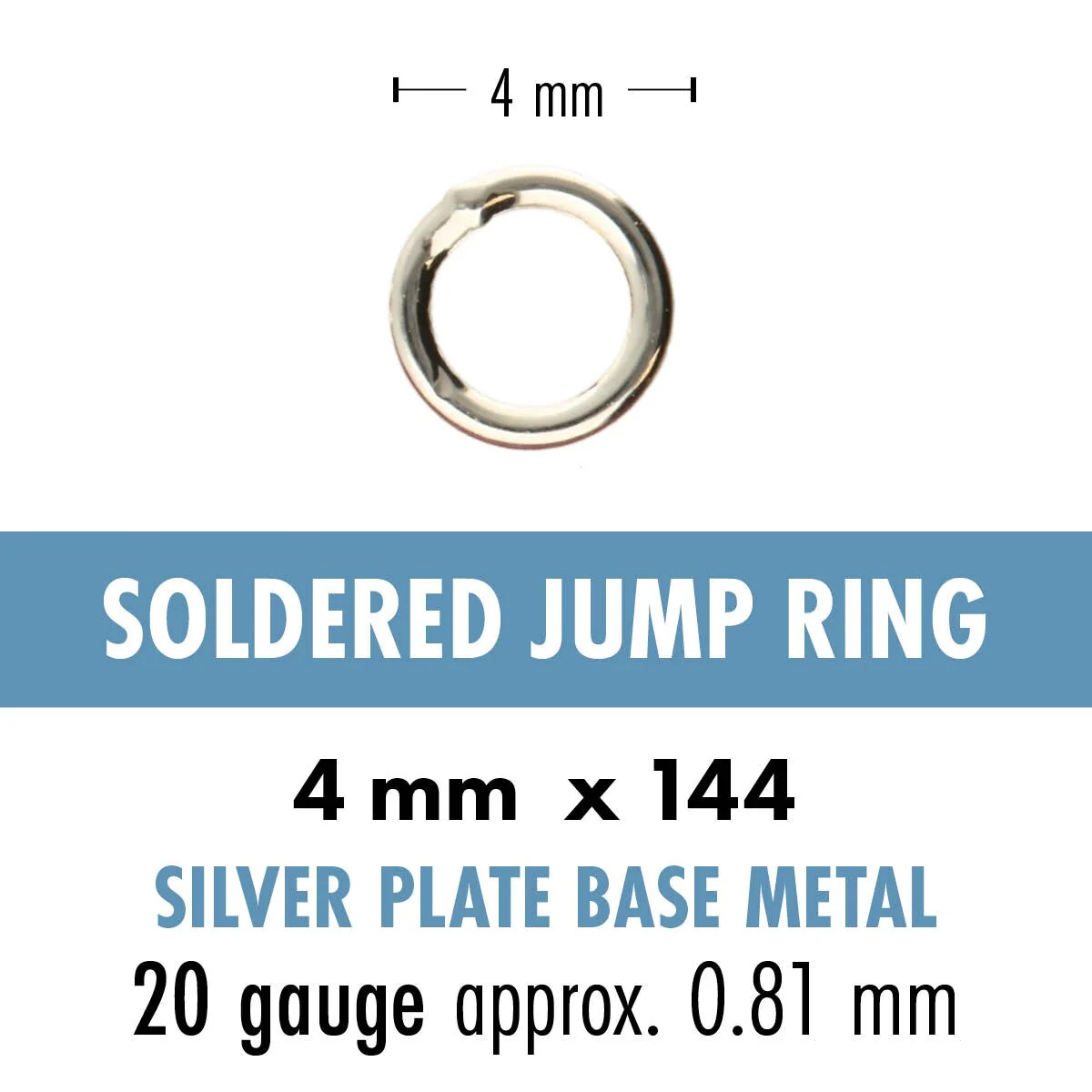 JRS04SP: Soldered Jump Ring 4mm SPL 20GA 144PPK - Image 3