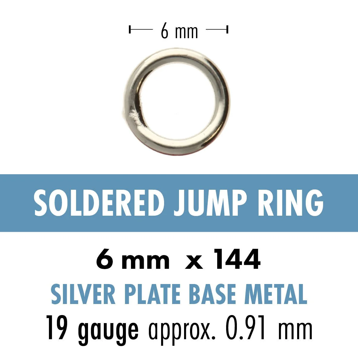 JRS06SP: Soldered Jump Ring 6mm SPL 19GA 144PC - Image 3