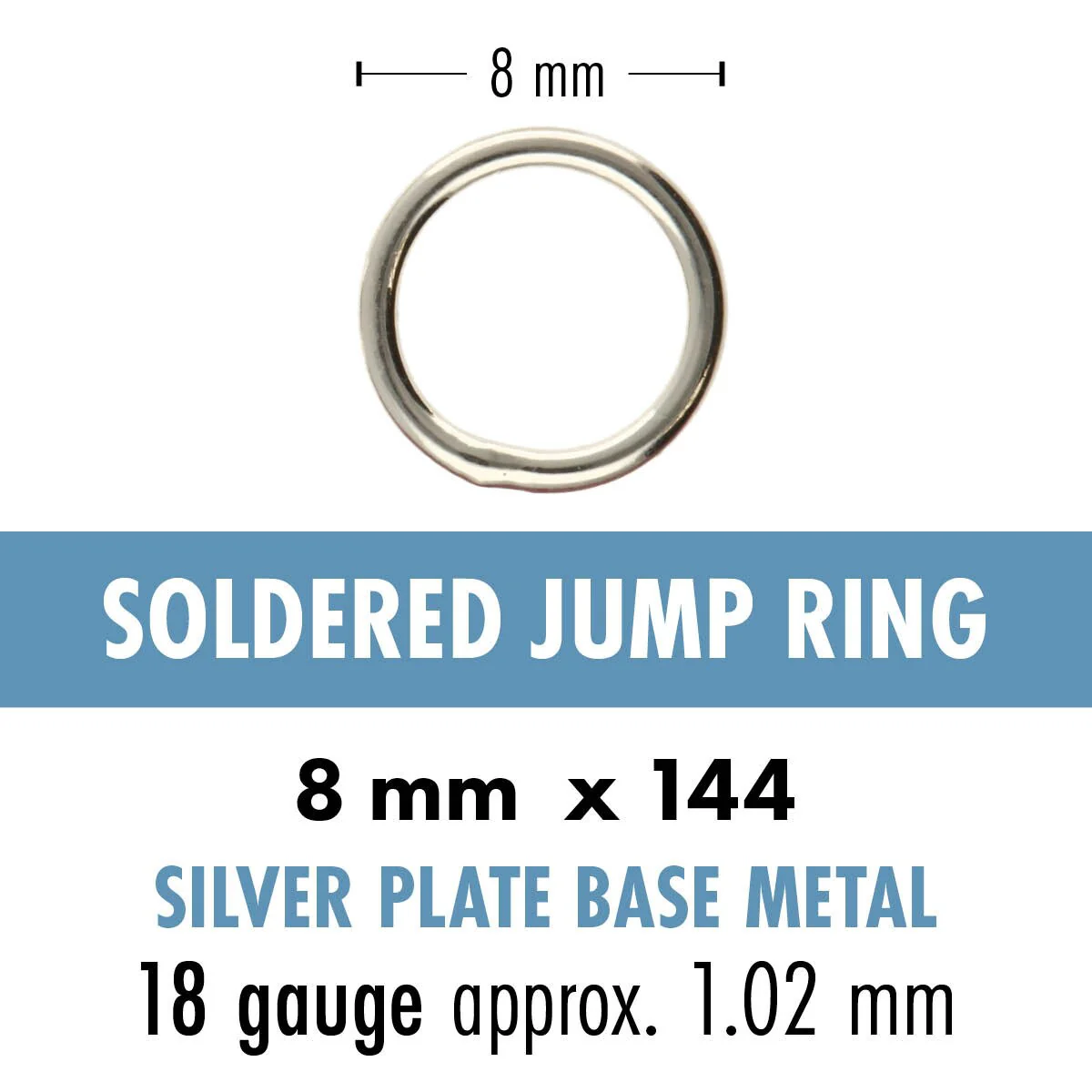 JRS08SP: Soldered Jump Ring 8mm SPL 18GA 144PPK - Image 3