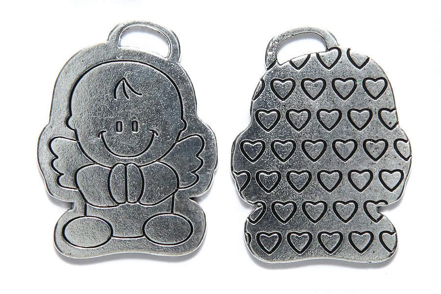 ME4319-S: CHARM Baby Angel Hearts Silver 33x44m-3PC