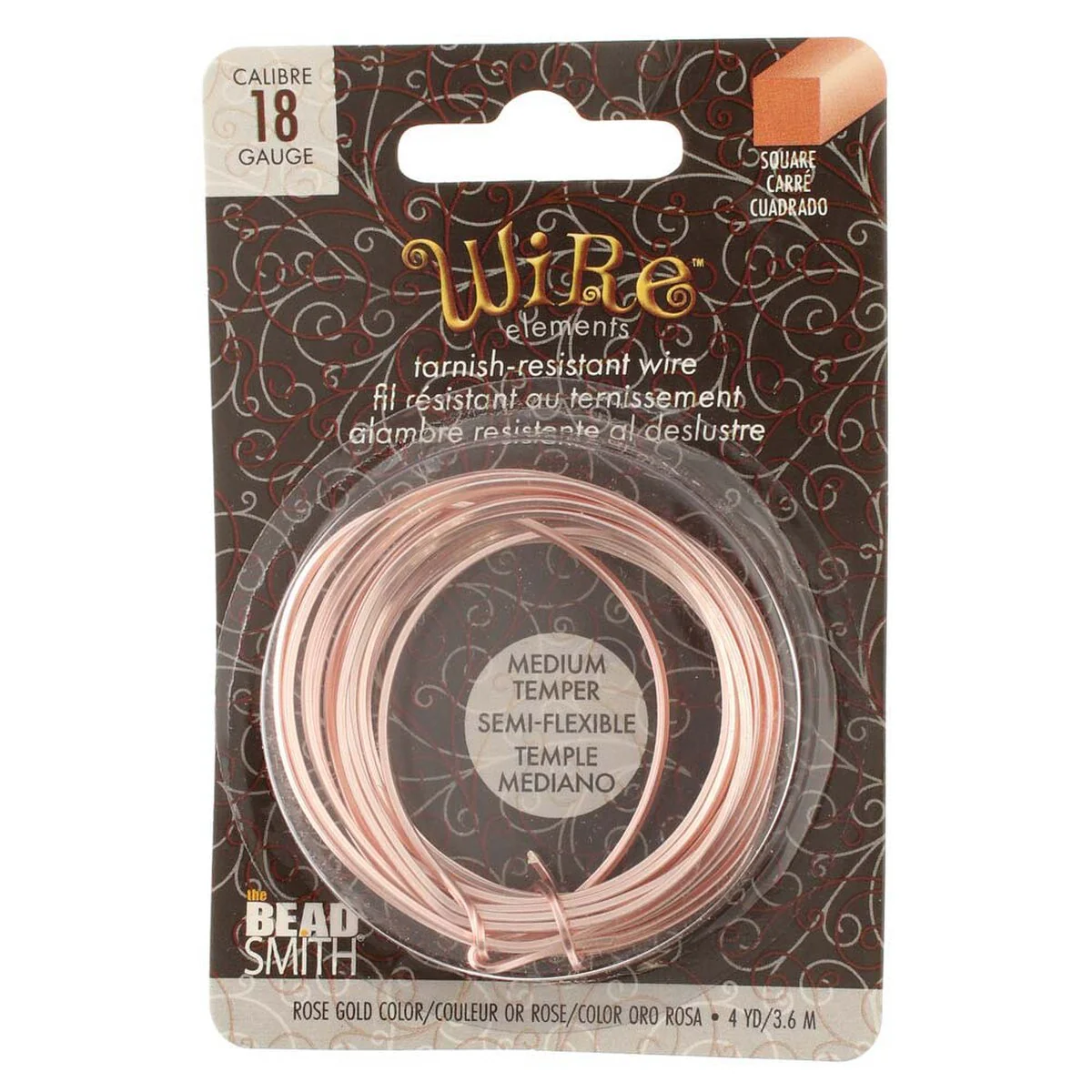 NTW18SQ-RG: TARN RESIST MEDIUM TMPR 18G SQUARE-ROSE GOLD-4YD/SPL - Image 2