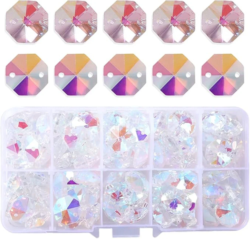 SCG512-OCT100: SUNCATCHER FACET GLASS CRYSTAL AB Octagon 14MM - 100PPK