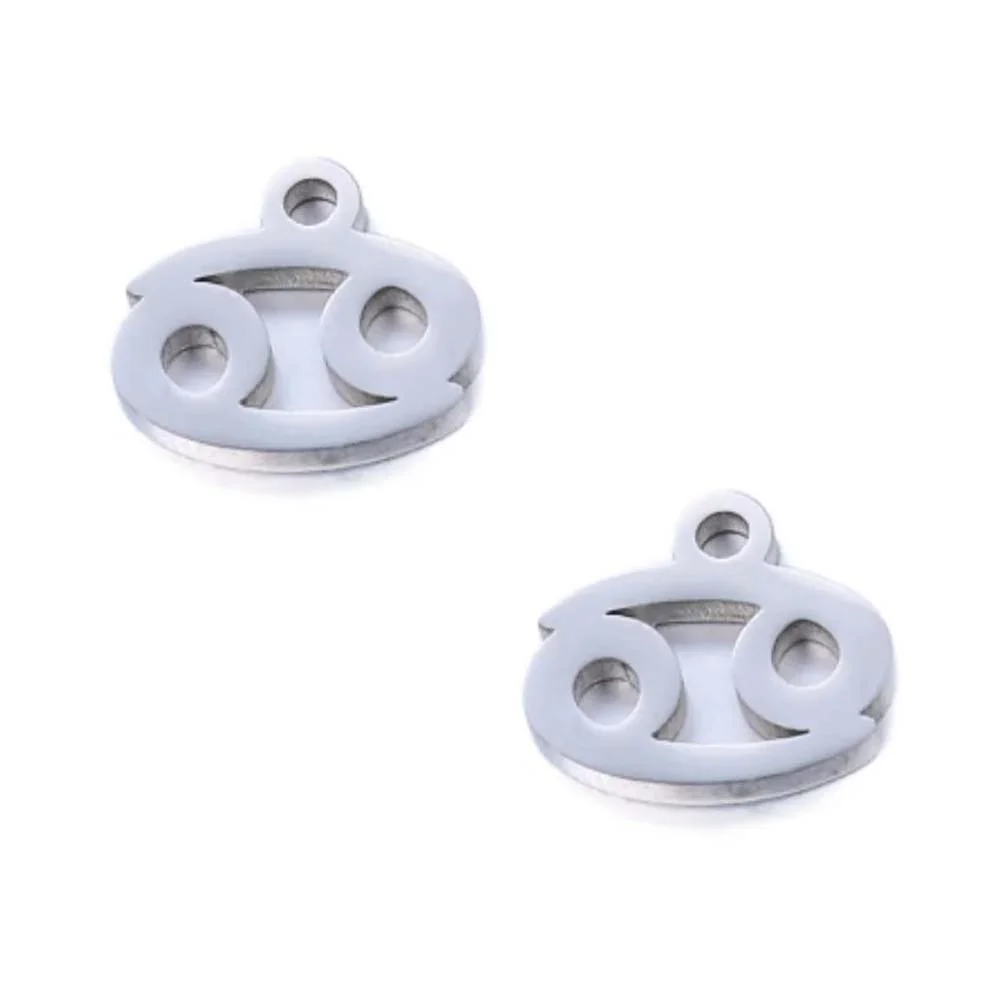 SNC10-SN4: Stainless Steel Zodiac Charm - Cancer - 9.5mm - 2PPK