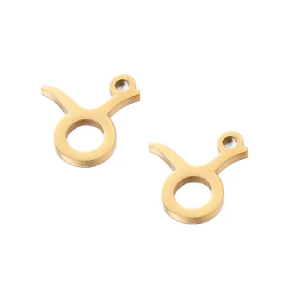SNC10-SNG2: Stainless Steel Zodiac Charm - Taurus - Gold - 9.5mm - 2PPK