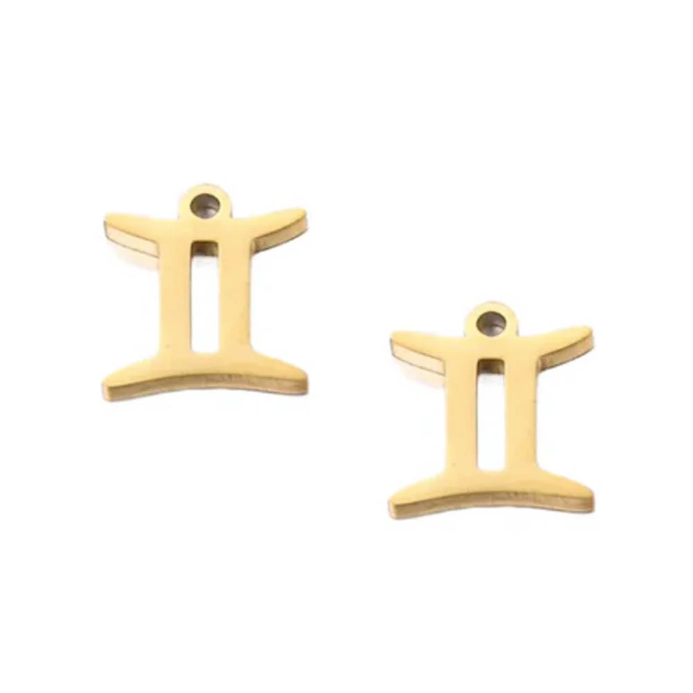 SNC10-SNG3: Stainless Steel Zodiac Charm - Gemini - Gold - 9.5mm - 2PPK