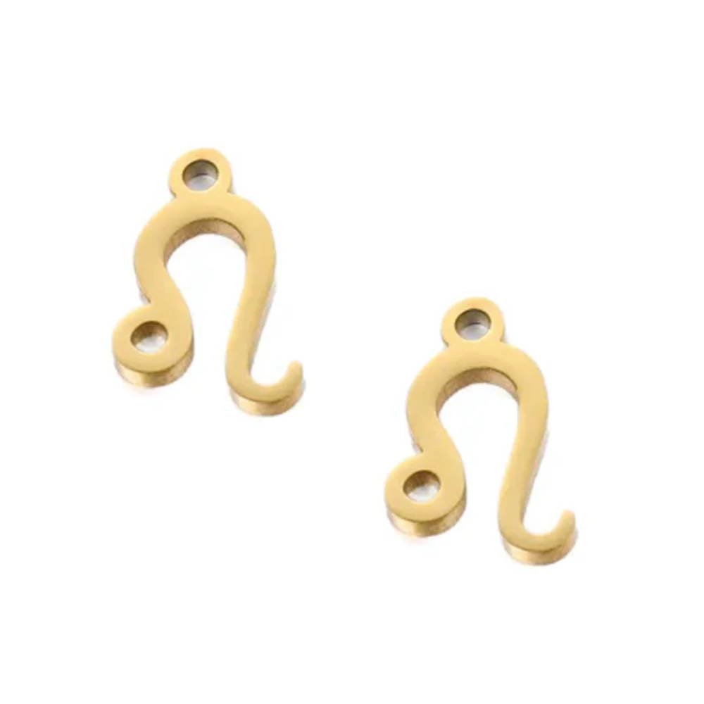 SNC10-SNG5: Stainless Steel Zodiac Charm - Leo - Gold - 9.5mm - 2PPK