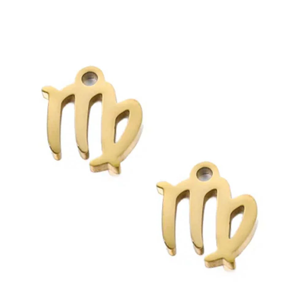 SNC10-SNG6: Stainless Steel Zodiac Charm - Virgo - Gold - 9.5mm - 2PPK