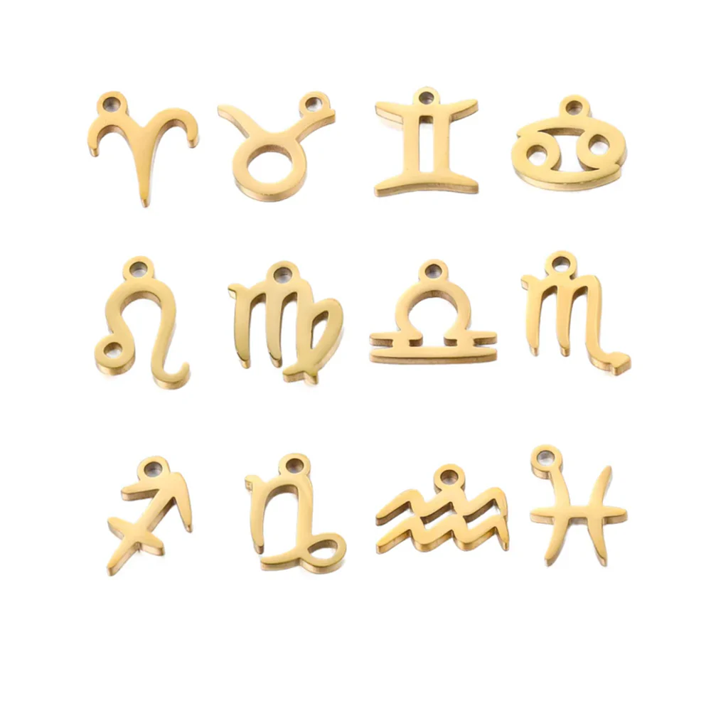 SNC10-SNG6: Stainless Steel Zodiac Charm - Virgo - Gold - 9.5mm - 2PPK - Image 2