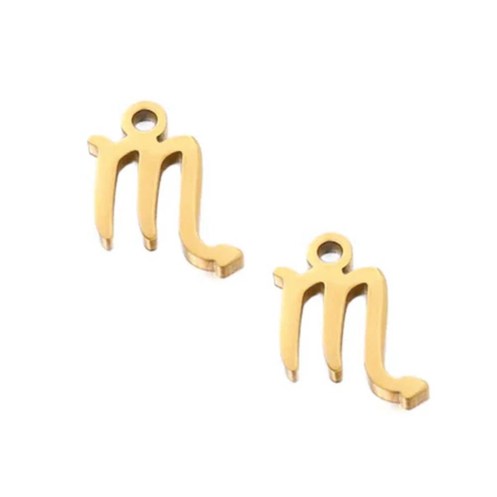 SNC10-SNG8: Stainless Steel Zodiac Charm - Scorpio - Gold - 9.5mm - 2PPK