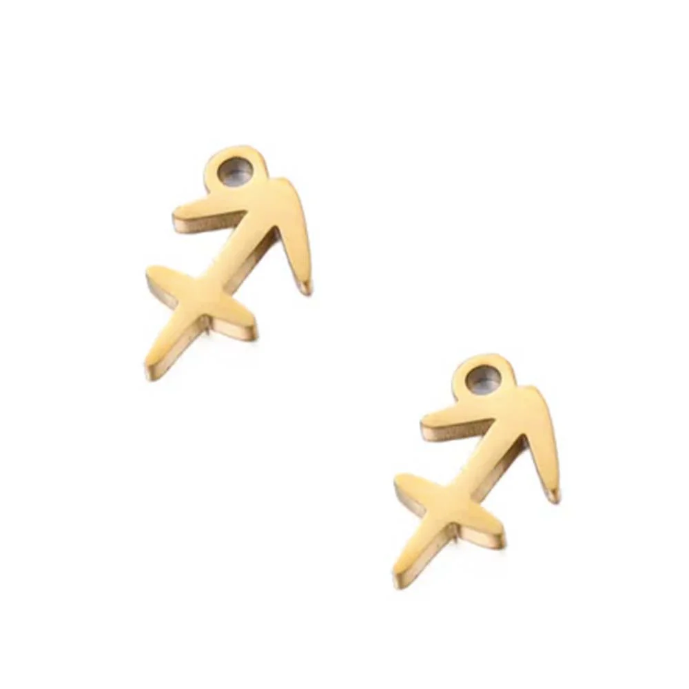 SNC10-SNG9: Stainless Steel Zodiac Charm - Sagittarius - Gold - 9.5mm - 2PPK