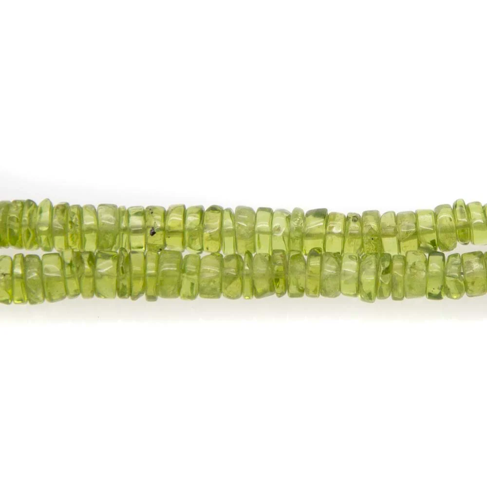 ST415-HNG: Peridot 4-7mm Heishi Necklace - Image 2