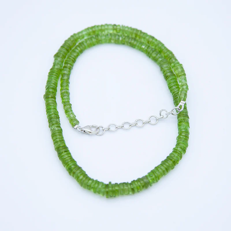 ST415-HNG: Peridot 4-7mm Heishi Necklace - Image 3